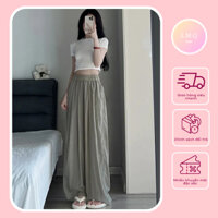 Quần Nữ, Quần Ống Rộng Lưng Chun Co Dãn, Vải Đũi Mát Mẻ Nhiều Màu Cạp Cao, Lên From Xinh.