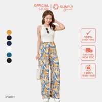 Quần nữ SUNFLY chất liệu lanh lụa dáng suông dài SFQ2033