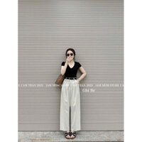 Quần nữ vải suông 2 màu đen be hàng chuẩn ảnh thật