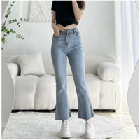 Quần ống đứng loe gấu tua nhẹ