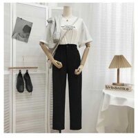 Quần ống đứng nữ, quần ông suồng nữ công sở chun lưng cạp khuy vải tuyết mưa thanh lịch