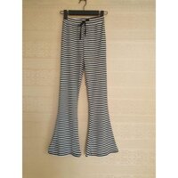 Quần ống loe cạp cao nữ DOLOXI lưng cao kẻ vải cotton co giãn Q802 - KẺ,S