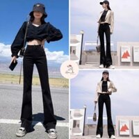 Quần ống loe cạp khóa dáng dài vải co giãn, quần tregging ống loe cạp khóa 820