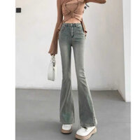 Quần ống loe chất co giãn , Quần bò jeans loe màu bạc xám tôn dáng siêu đẹp 2023 TL15