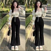 Quần ống Loe Lưng Cao 1 Cúc Đi Học, Làm Công Sở Hack Dáng Dài 95cm M06 - PQM STORE