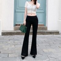 Quần ống loe - quần legging cạp cao tôn dáng chất cottong co dãn 4 chiều