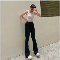 Quần Ống Loe Thun Lưng Cao Siêu Tôn Dáng Legging Nữ