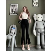 Quần Ống Loe Xẻ Gấu Chất Jeans Giấy BIG SIZE]Quần Ống Loe Dáng dài Chất đẹp