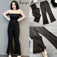 Quần Ống Loe Xẻ Tà Bigsize Nữ Cạp Cao Lưng Chun Dáng Dài Chất Vải Umi Mềm Mại Q518