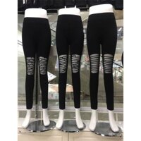 Quần ống nhỏ dễ phối đồ lưới rách mẫu mới 2024 Quần legging tôn dáng gầy co giãn cao cho nữ quần bó sát mặc ngoài