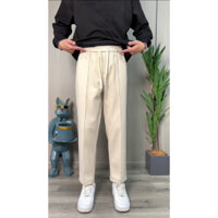 Quần Ống Rộng Cạp Chun Nam vải Tuyết Mưa, Quần Âu Ống Suông Unisex Phong Cách Hàn Quốc