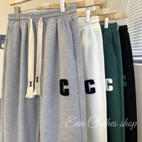 Quần Ống Rộng Chất Tổ Ong Chữ C - Quần Ống Rộng Thể Thao Unisex Dày Dặn Phong Cách Ulzzang