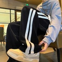 Quần Ống Rộng dáng suông ( COLLECTION )  Chất nhung tăm 2 Sọc - Quần Thể Thao Unisex Dày Dặn Phong Cách Hàn Quốc