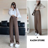 Quần Ống Rộng Dáng Suông Lưng Cao Cạp Thun Culottes Khóa Trước Màu Nâu QD033