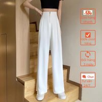 Quần ống rộng dáng xuông cullotes cạp liền xuốt eo khóa trước chất cao cấp - ĐEN - XL