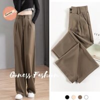 ◈﹊Quần ống rộng Goness 2 khuy lưng cạp cao baggy vải nữ dài suông loe culottes xuông nhiều màu QD02 $