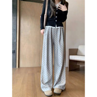 QUẦN ỐNG RỘNG IN HÌNH TRÁI TIM CHẤM BI, QUẦN ỐNG RỘNG CHẤT TUÝT SI HÀNG ĐẸP