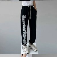 Quần ống rộng jogger unisex, quần jogger trơn chất nỉ ngoại kiểu dáng thể thao năng động -  ĐEN - L