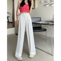 Quần ống rộng lưng cao nữ Loyalboutique Dáng suông.Thiết kế 2 cúc lệch sang trọng.Công sở đi học Hàn Quốc Quần tây âu nữ