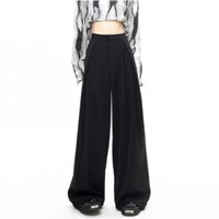 Quần ống rộng lưng cao xếp ly cách điệu