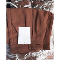 Quần ống rộng lửng nữ lưng cao vải tuyết mưa Hàn Quốc cao cấp Doloxi Q143 - NÂU ĐẬM,L