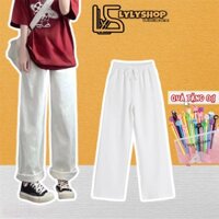 Quần ống rộng Lylyshop Unisex, kiểu quần ống rộng cạp chun có dây rút điều chỉnh eo chất vải dày dặn không nhăn
