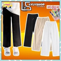 Quần ống rộng Lylyshop Unisex, quần dài cạp chun có dây rút điều chỉnh eo vải co dãn
