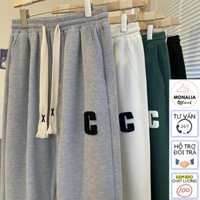 Quần Ống Rộng MONALIA Chất nỉ gạo  Chữ C - Quần Thể Thao Unisex Phong Cách Ulzzang