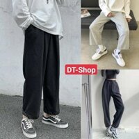 Quần ống rộng nam - Đen-Qni Trơn Dây Rút,M&lt;55kg