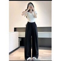 quần ống rộng nữ cạp chun vải đũi cao cấp lên dáng xiu xinh.