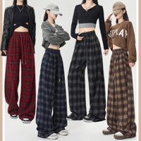 Quần Ống Rộng Nữ chất Umi Dạ Kẻ Dày Ấm, Co Giãn cho mùa Đông m051