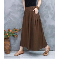 Quần ống rộng nữ đũi cao cấp cạp chun dễ mặc Y5