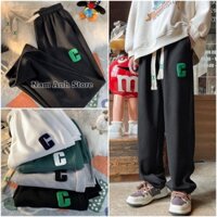 Quần Ống Rộng Nữ Nam Chất Tổ Ong Chữ C - Quần Thể Thao Unisex Dày Dặn Phong Cách Ulzzang - Hàng mới về