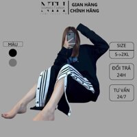 Quần ống rộng nữ NTH.WOMEN'S FASHION quần thể thao nữ cúc poly thun dáng suông cao cấp phối 3 sọc