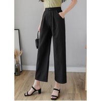 Quần ống rộng nữ vải đũi nhiều màu Q38 - đen,xl