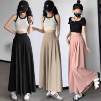 Quần ống rộng nữ xếp ly lưng chun hách dáng phong cách Hàn Quốc