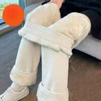 Quần ống rộng Quần nỉ lót lông quần nữ mùa đông giữ nhiệt
