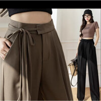 Quần ống rộng, quần suông thắt dây nơ vải ruby cao cấp dài 100cm siêu hót M02