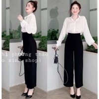 Quần ống rộng suông dáng dài công sở cao cấp có khóa sườn QN613