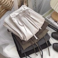Quần ống rộng suông nữ buộc dây lệch, quần tây công sở dáng dài vải mềm mại -  TRẮNG - S