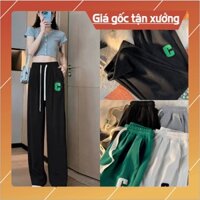 Quần Ống Rộng Suông Nữ Cạp Thun Chun Dây Rút Chất Nỉ Tổ Ong Chữ C Quần Thể Thao Jogger Unisex Dày Dặn Phong Cách Ulzzang