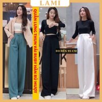 Quần ống rộng suông nữ lưng cao nhiều màu chất Ruby Hàn dễ phối đồ LAMI