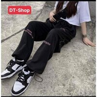 Quần ống rộng suông nữ lưng cao YOUTH - Unisex Nam Nữ mặc đẹp - DT-Shop - Đen-Qni YOUTH,Size S<50kg