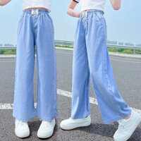 Quần ống rộng Tencel cho bé gái, quần jeans mỏng rộng rãi cho trẻ em
