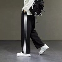 Quần ống rộng unisex phối 3 sọc trắng là điểm nhấn, Quần thể thao chất Umi thể thao - Hàng mới về