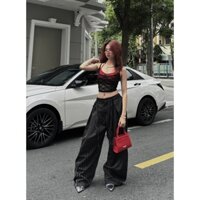 Quần ống siêu rộng ly giữa kèm đai dây Gemma Closet