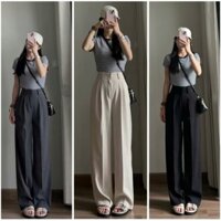 Quần ống suông dài 101cm quần vải ống suông nữ cạp cao thiết kế sang trọng hiện đại