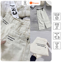 Quần ống suông kaki jean bee túi thêu họa tiết mặc chuẩn form, form dài đẹp hack dáng | TOYOUᵀᴴ