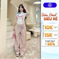 Quần Ống Suông Kẻ Sọc Chất Tuytsi Vải Mềm GLS Studio, Quần Ống Rộng Thoáng Mát Có Dây Rút Form Suông
