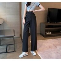 Quần ống suông khóa trước - Đen,S